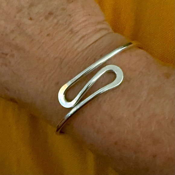 Modernist Cuff Bracelet Sterling Silver Plated Handmade - Picture 1 of 6